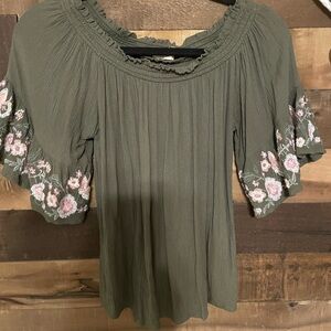 Hollister Sage Green Floral Blouse